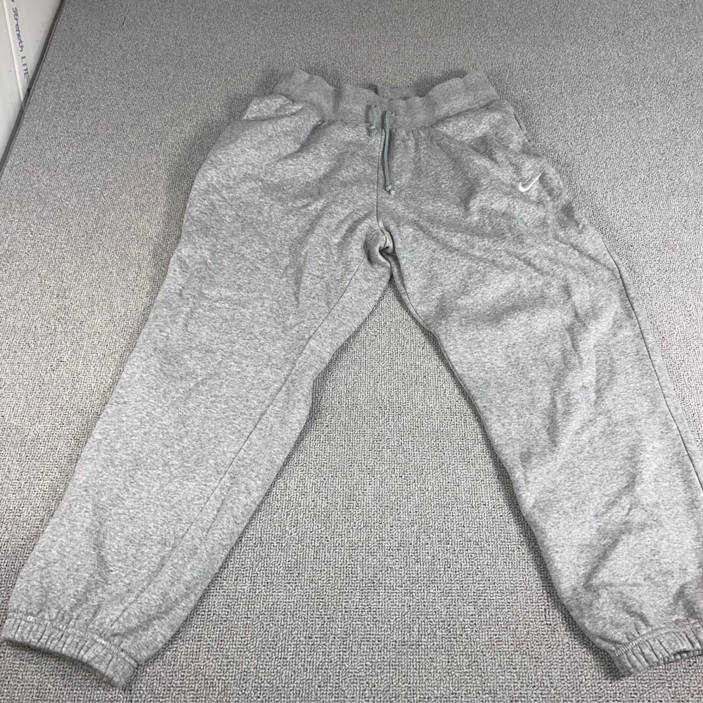 Nike Joggers Sweatpants Womens Large Gray Fleece Lined Athletic Loungewear Logo